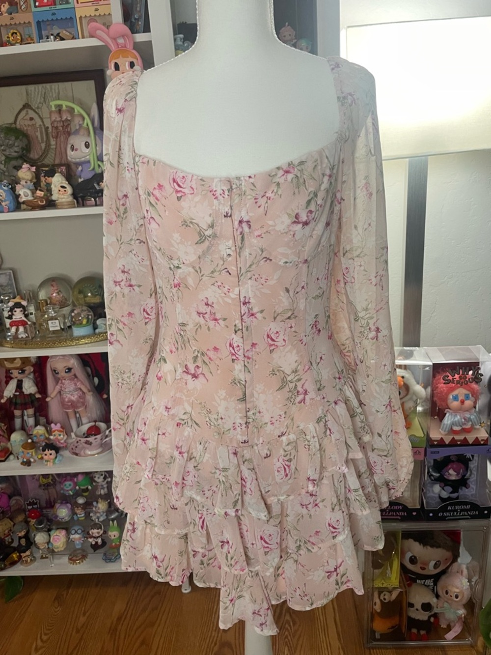 Forever 21 Floral Ruffle Mesh Dress Cottagecore Romantic XL